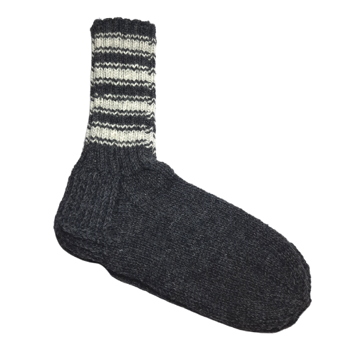 Wool socks 42, black with white stripe