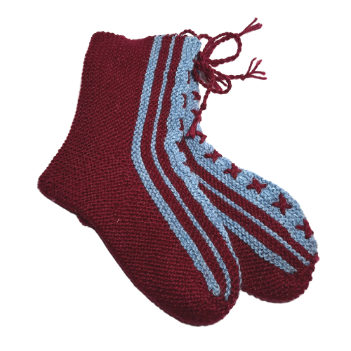 Wool socks 38, red with ribbons