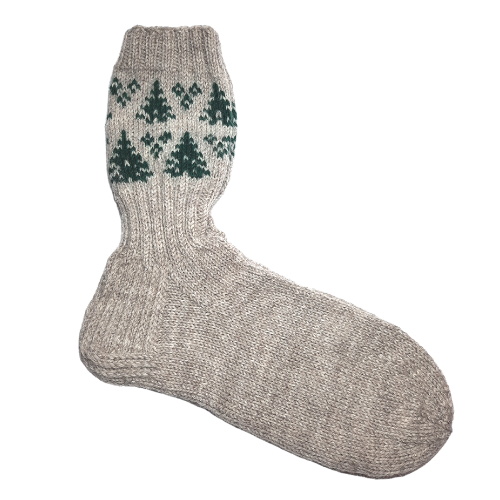Wool socks 42, gray with a spruce pattern