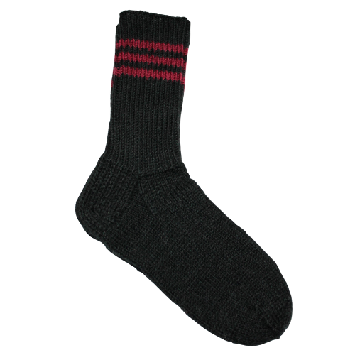 Wool socks 40, black with red stripe