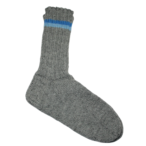 Wool socks 41, gray with blue stripes