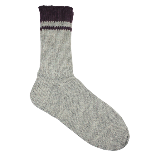Wool socks 41, gray with purple stripe