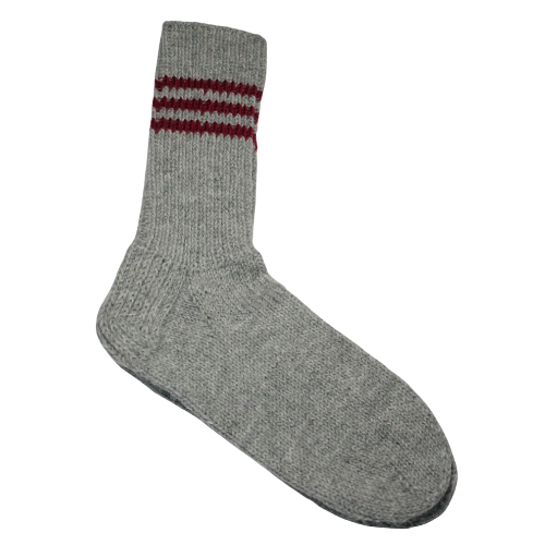 Wool socks 42, gray with red stripes