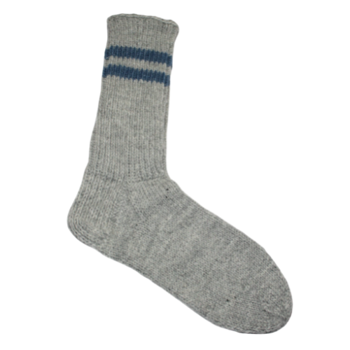 Wool socks 42, gray with blue stripe