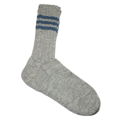 Wool socks 42, gray with blue stripes