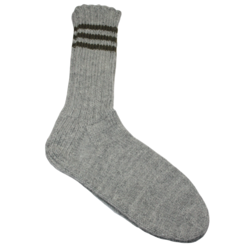 Wool socks 43, gray with a dark green stripe
